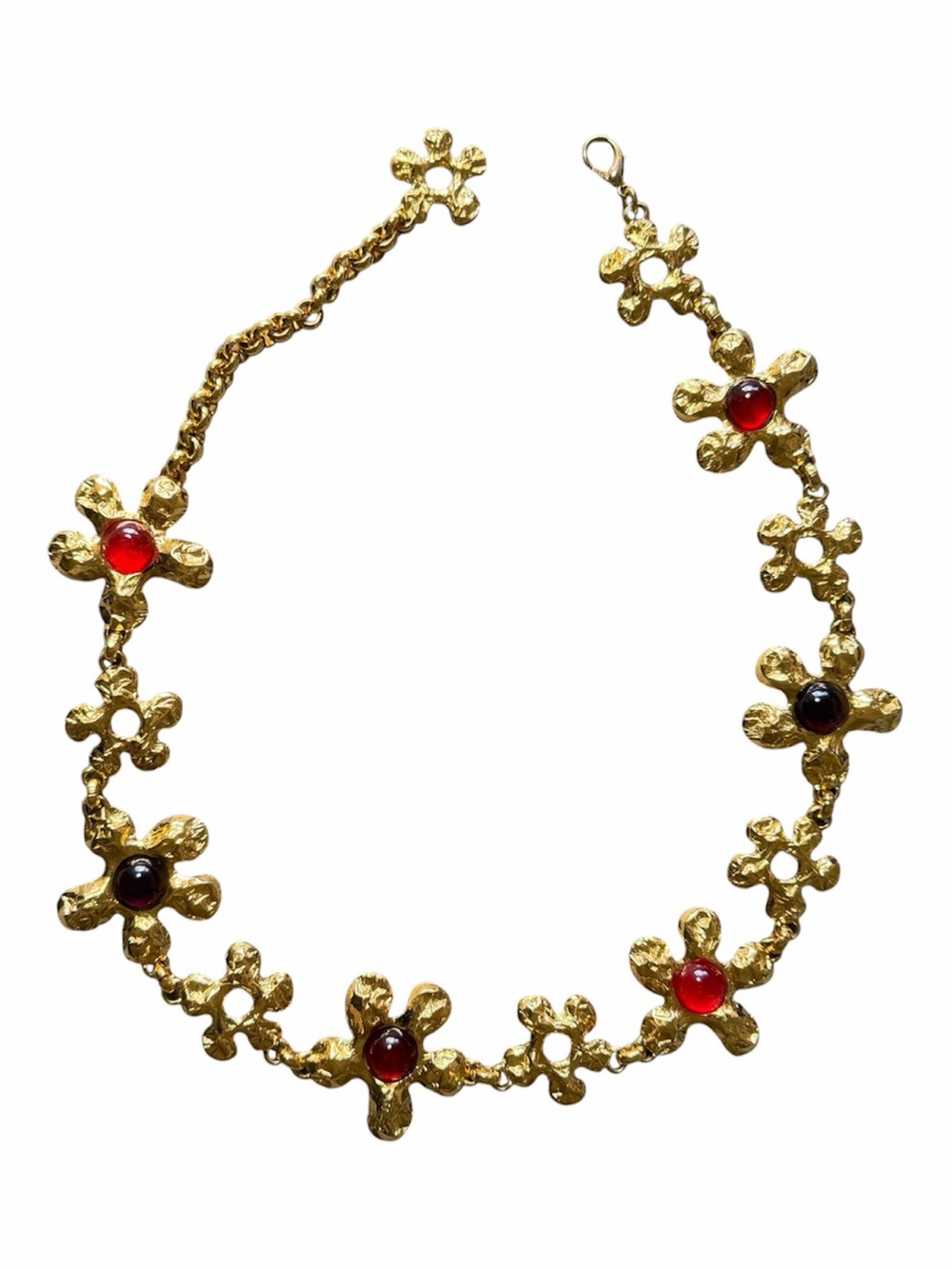 Edouard Rambaud Paris Gold Flower Link Belt Necklace Vintage Statement Accessory
